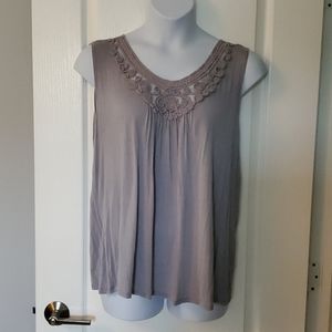 Grey Dress Barn Tank Top with floral detail